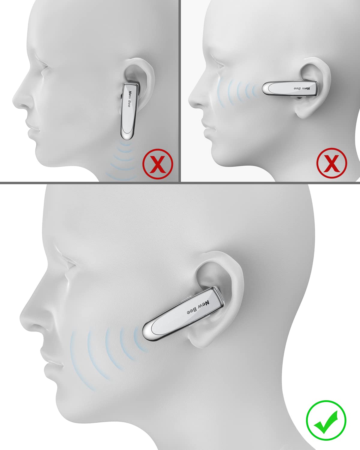 2 Pack Bluetooth 5.0 Wireless Earpiece - 24H Battery Life, 60 Days Standby - Hands-Free Headset for iPhone, Android, Laptop - Perfect for Truck Drivers, Office Work & Online Meetings (White)
