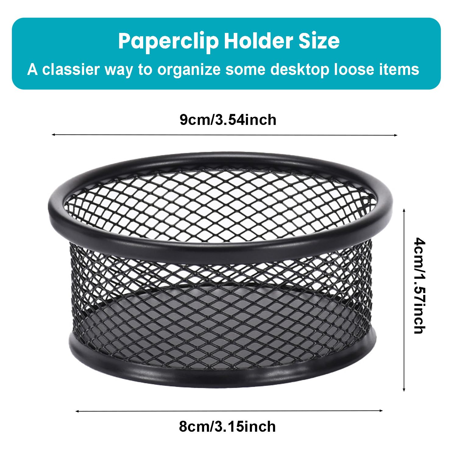 Ragyzity 2-Pack Metal Mesh Paper Clip Holder - Desk Organizer for Binder Clips & Office Supplies | Durable Wire Mesh Dispenser for Home, Office & School Use | Perfect for Organizing Desk Accessories & Stationery