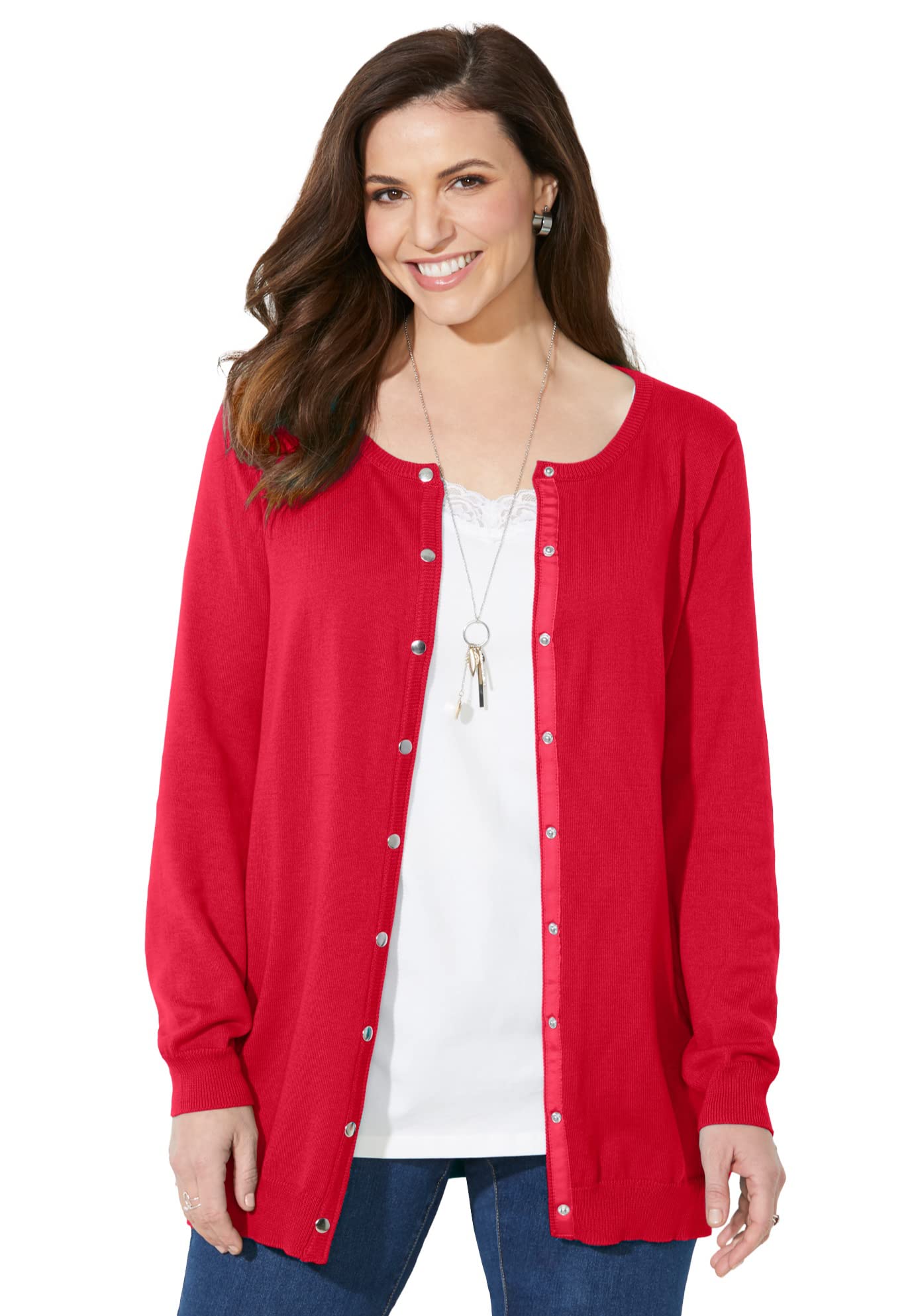 Timeless Plus Size Cardigan for Women by Catherines - Perfect for Office Wear, Casual Outfits & Layering in Fall/Winter