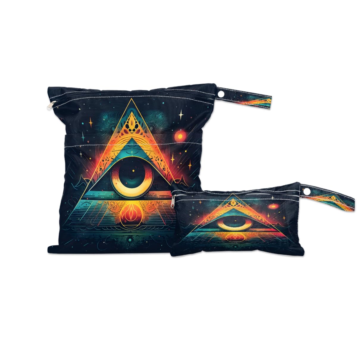 Waterproof Triangle Eye Wet Dry Bag 2-Pack - Reusable Travel Laundry Bags for Swimsuits, Cloth Diapers & Bathing Suits | Beach, Pool, Gym, Yoga Essential Storage Organizer | Ideal for Travel, Sports & Baby Care
