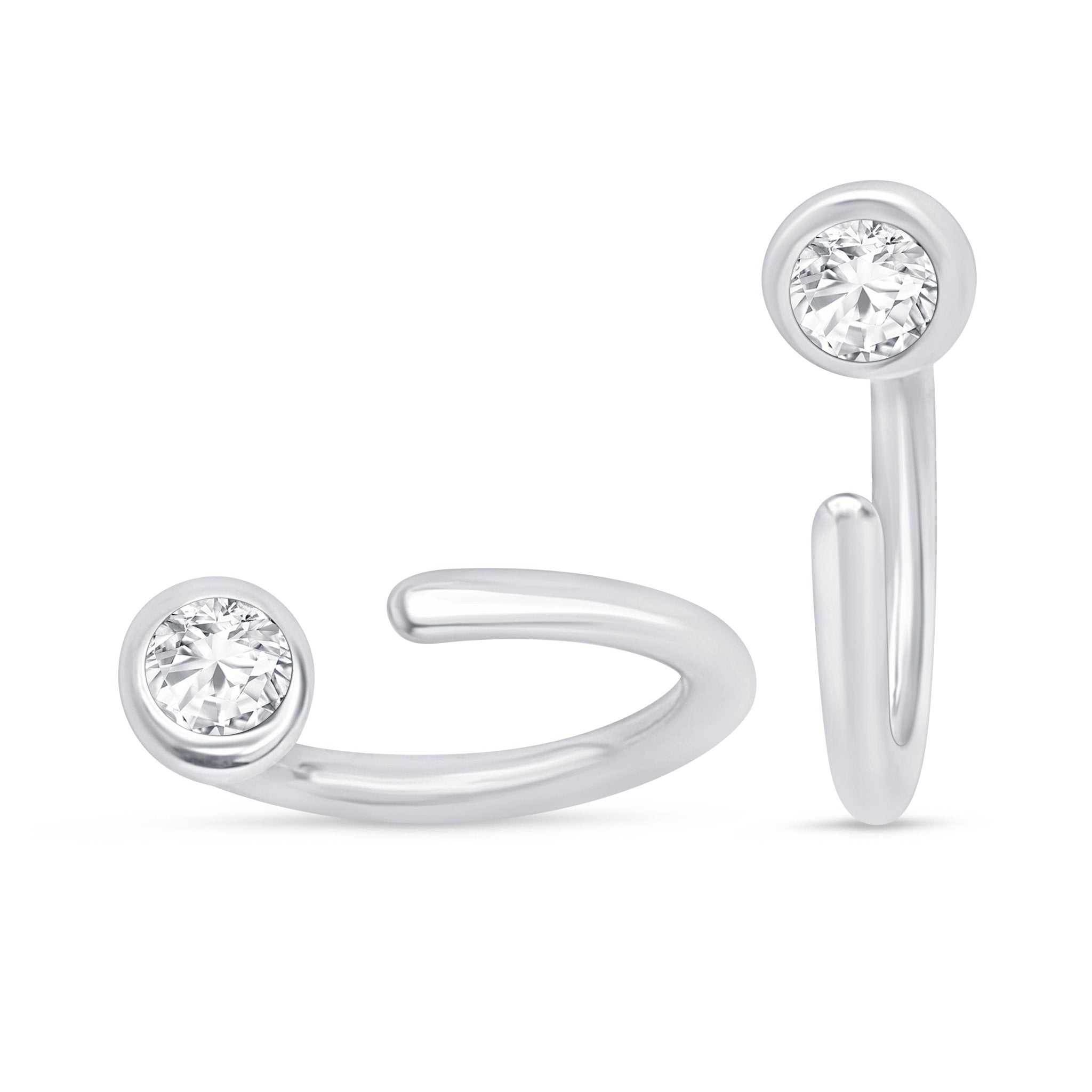 14K White Gold Cubic Zirconia Ear Cuff - Elegant Cartilage Hoop Earrings for Women | Perfect for Parties, Weddings & Everyday Wear