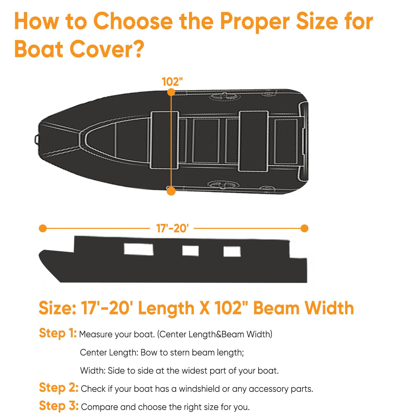 NEVERLAND Heavy Duty Waterproof Pontoon Boat Cover - Marine Grade Polyester Canvas for 17-20ft Boats (Up to 102