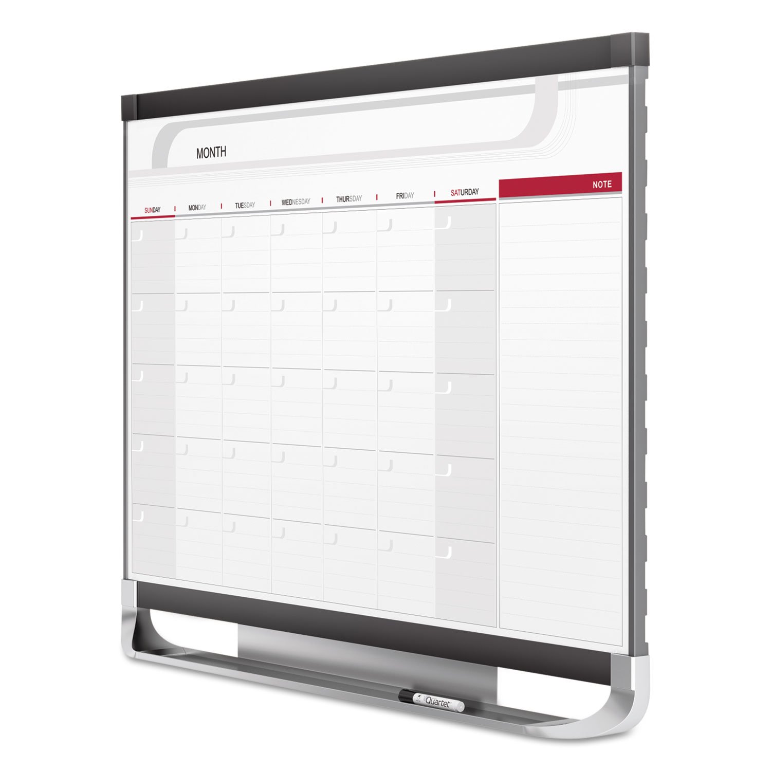 Quartet CP32P2 Monthly Wall Calendar with Dry Erase Marker - 3ft x 2ft, Graphite Frame - Perfect for Office, Classroom, or Home Organization & Planning