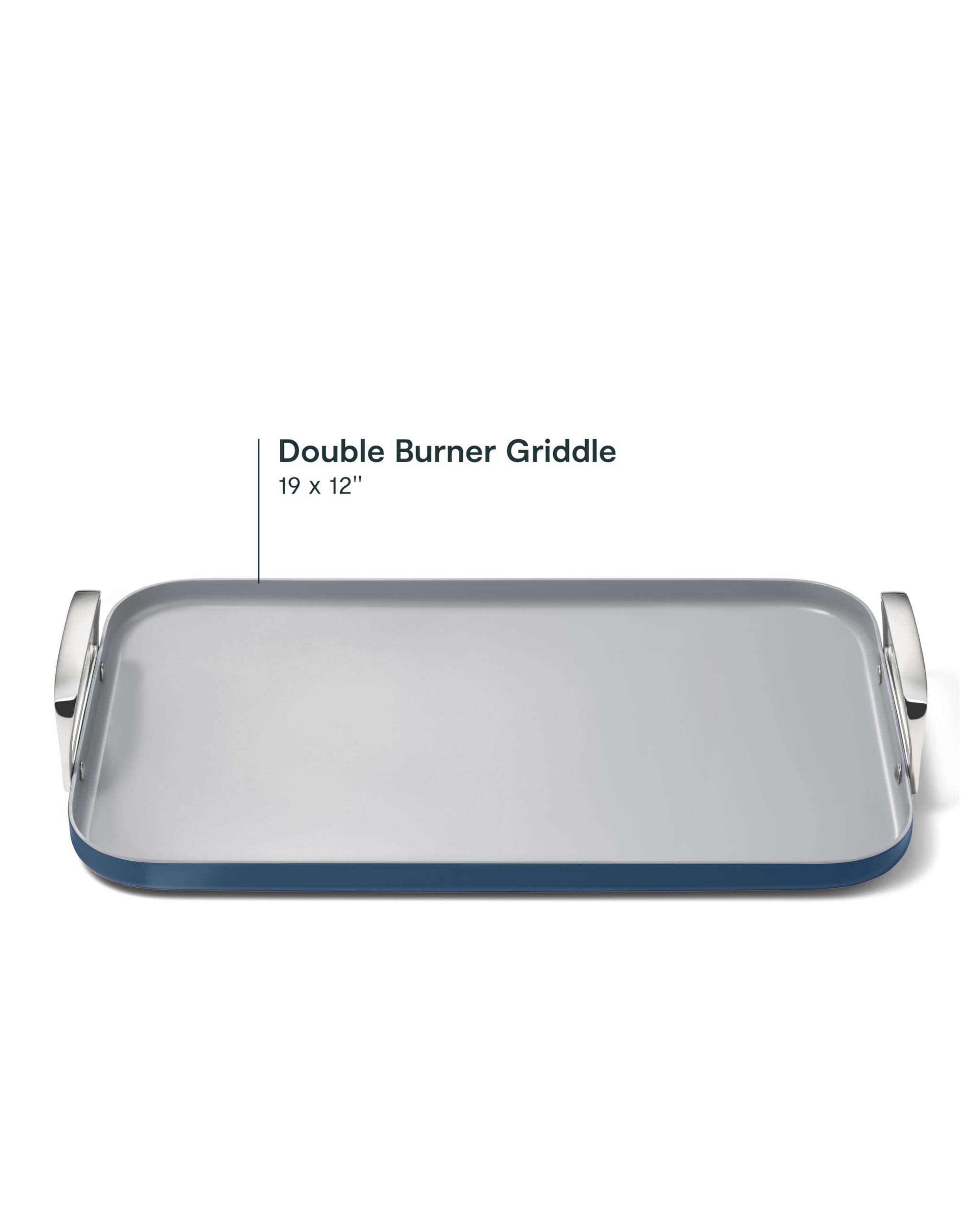 Caraway Double Burner Griddle - 19x12” Non-Stick Ceramic Coating Griddle Pan - PTFE & PFOA Free, Oven Safe & Stovetop Compatible - Navy Blue - Perfect for Pancakes, Burgers & Family Breakfast Cooking
