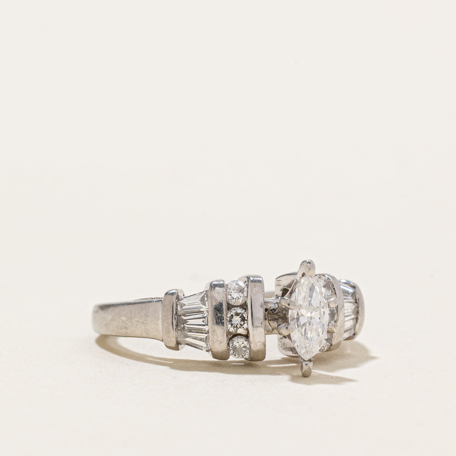 0.59ctw Marquise Cut Diamond Ring - Size 3.75 | High Set Solitaire Engagement Ring for Women | Perfect for Proposals, Anniversaries & Special Occasions