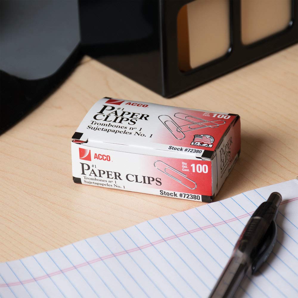 ACCO Smooth Economy Paper Clips - 100/Box, Pack of 20 Boxes (A7072380) - Perfect for Office, School & Home Organization