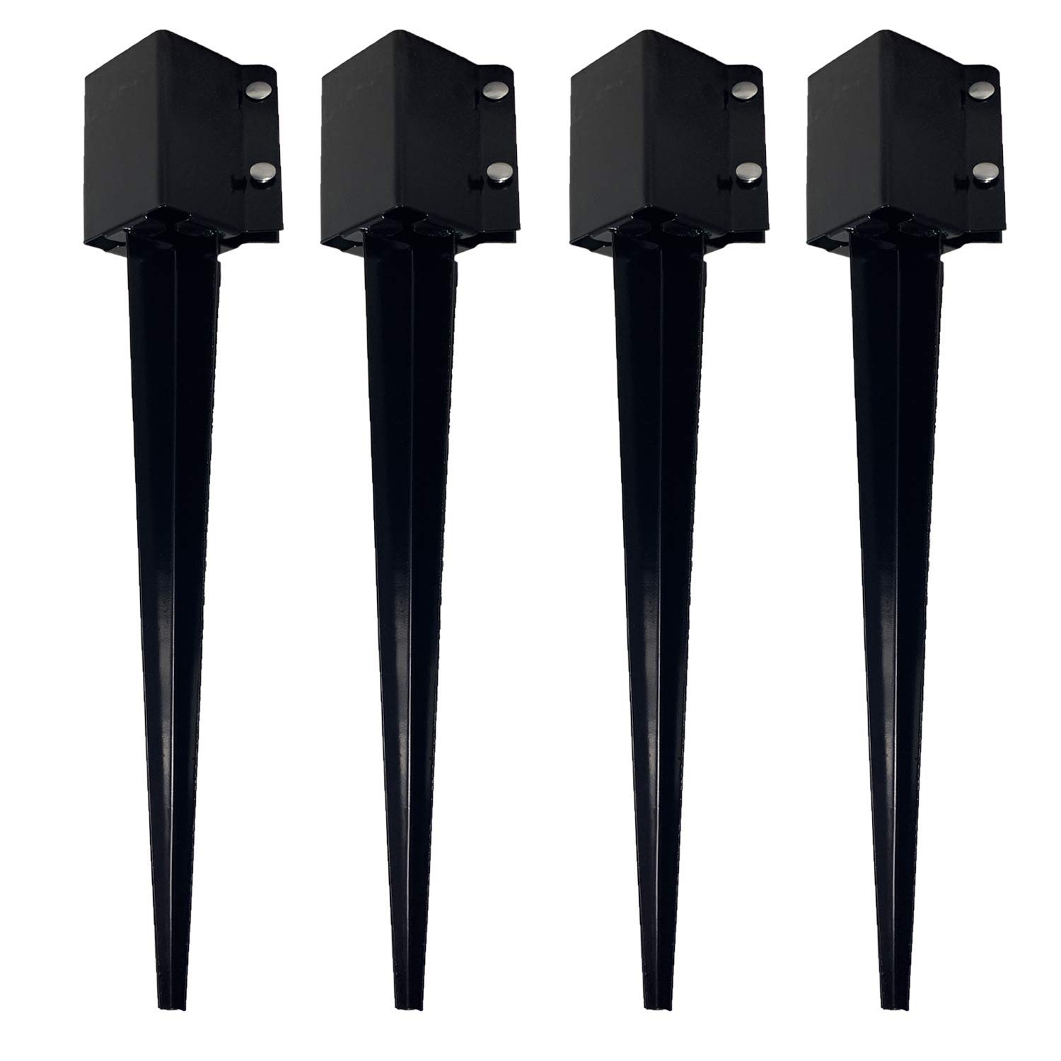 Ashman 30-Inch Fence Post Anchor (4 Pack) - Heavy Duty 3.25x3.25 Inch Square Base for Mailbox Posts, Deck Supports, Gazebo Foundations & Street Light Poles | Perfect for Driveway Installations, Backyard Landscaping & Outdoor Construction Projects