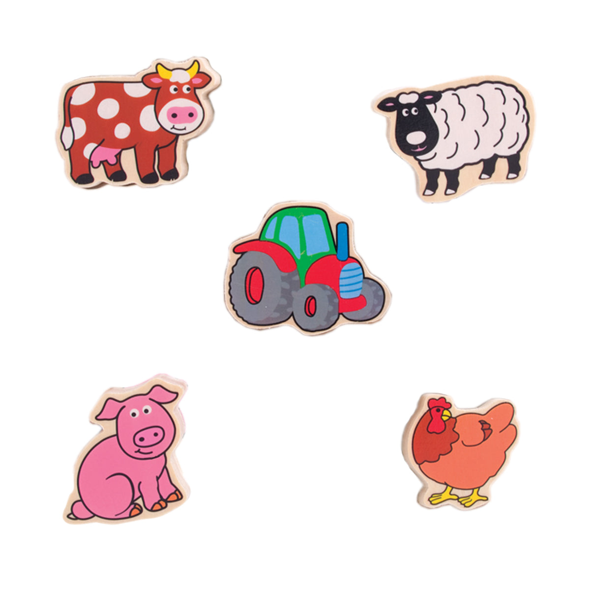 Bigjigs Toys Chunky Lift & Match Farm Puzzle - Wooden Animal Puzzle for Toddlers 1-3 Years - Educational Montessori Learning Toy for Kids - Perfect for Farm-Themed Playrooms & Preschool Classrooms