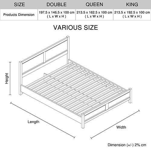 White Ash Cielo Wooden Queen Bed Frame - Solid Wood Bed Frame for Master Bedroom, Guest Room & Modern Home Decor