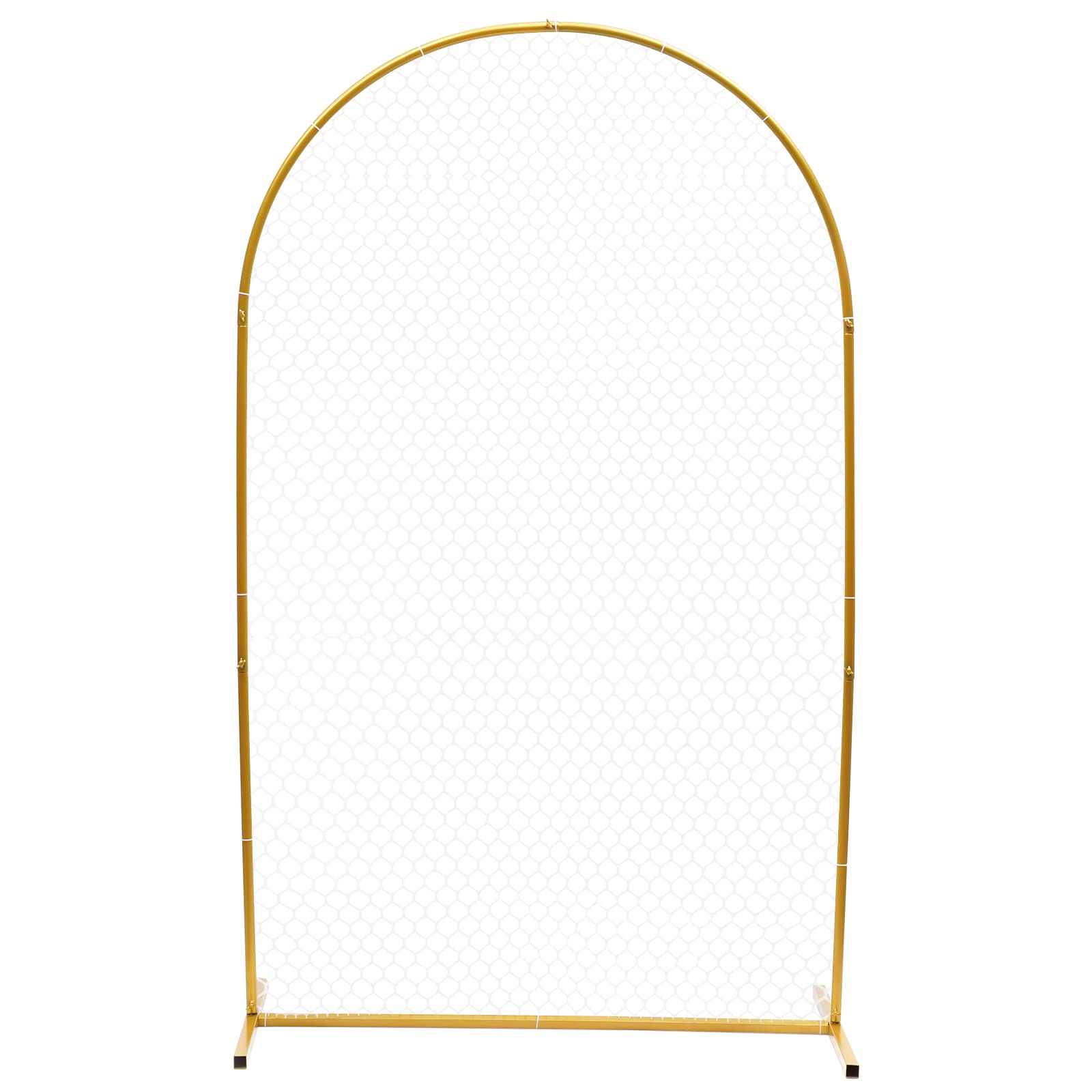 3.9 ft x 6.5 ft Modern Gold Square Wedding Arch - Sturdy Iron Metal Arbor Frame for Outdoor Weddings, Parties & Events - Perfect for Garden, Beach & Backyard Ceremonies