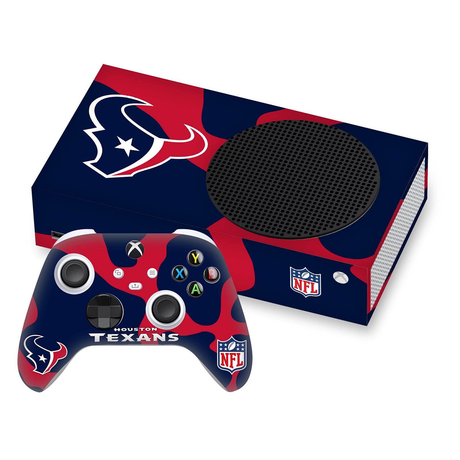 Official NFL Houston Texans Cow Vinyl Sticker Skin Compatible with Xbox Series S Console & Controller Bundle - Perfect for Gaming, Customizing Consoles, and Showing Team Spirit
