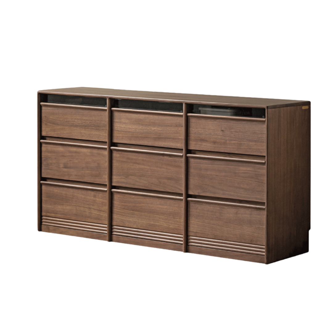 Premium Black Walnut Solid Wood Dresser with 6 Drawers - Handcrafted Wooden Storage Chest for Bedroom, Living Room & Office Organization