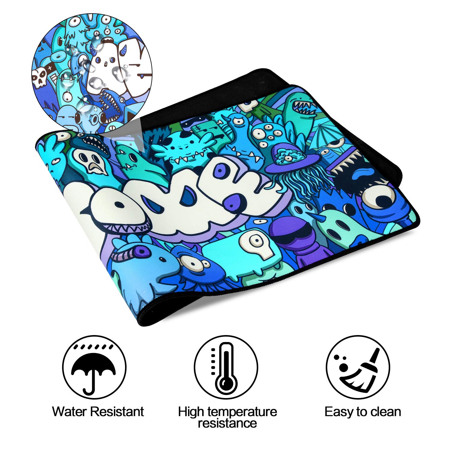 Extended Large Gaming Mouse Pad with Graffiti Anime Design - Non-Slip Mouse Mat for Laptop, PC & Computer (31.5