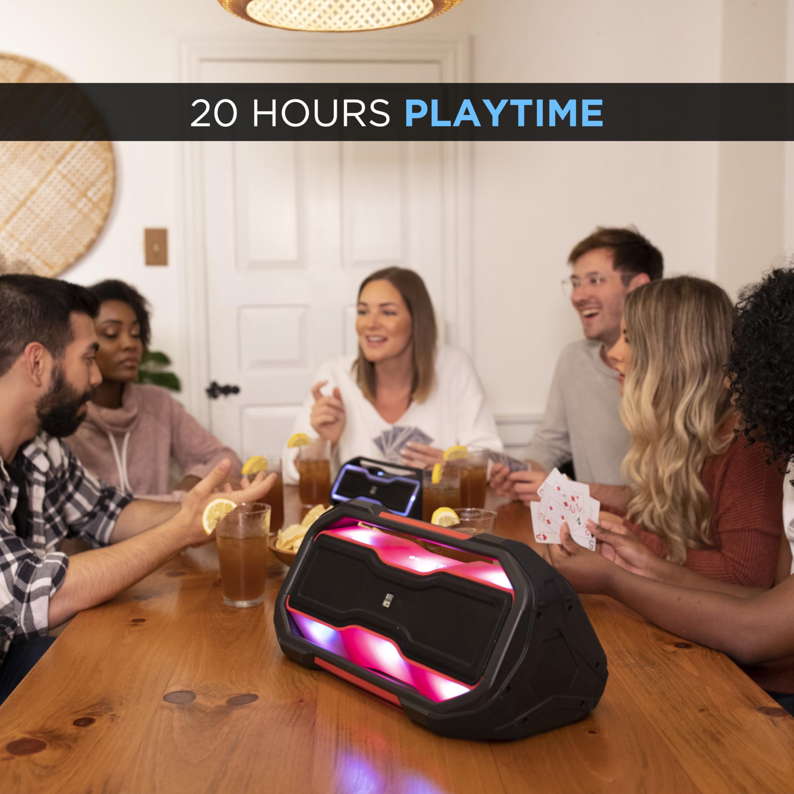 Altec Lansing ROCKBOX XL Wireless Bluetooth Speaker - Portable Waterproof Speaker with 20-Hour Playtime, 5 LED Light Modes, Floating Design - Perfect for Pool Parties, Beach Outings, Camping & Home Use