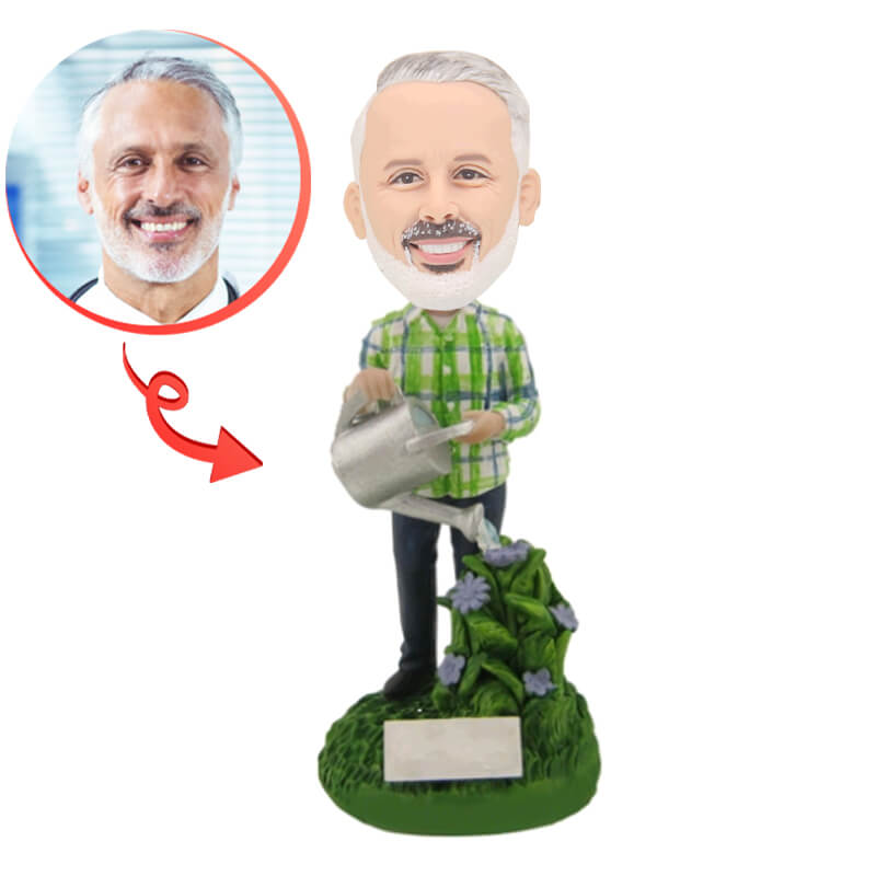 Custom Male Gardener Bobblehead - Personalized Figurine Gift for Garden Lovers, Fathers Day, Retirement - Perfect for Home Decor, Office Desk & Plant Enthusiasts