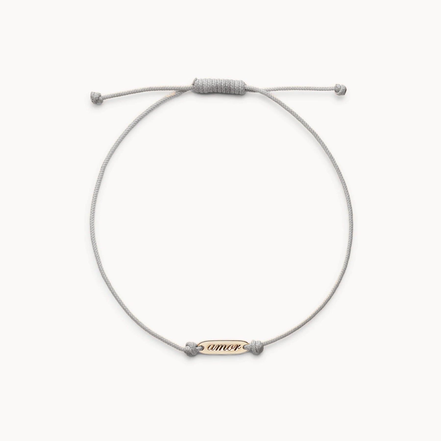 10K Yellow Gold Grey Cord Amor Bracelet for Women - Adjustable Love Knot Friendship Bracelet for Gifts, Everyday Wear & Special Occasions