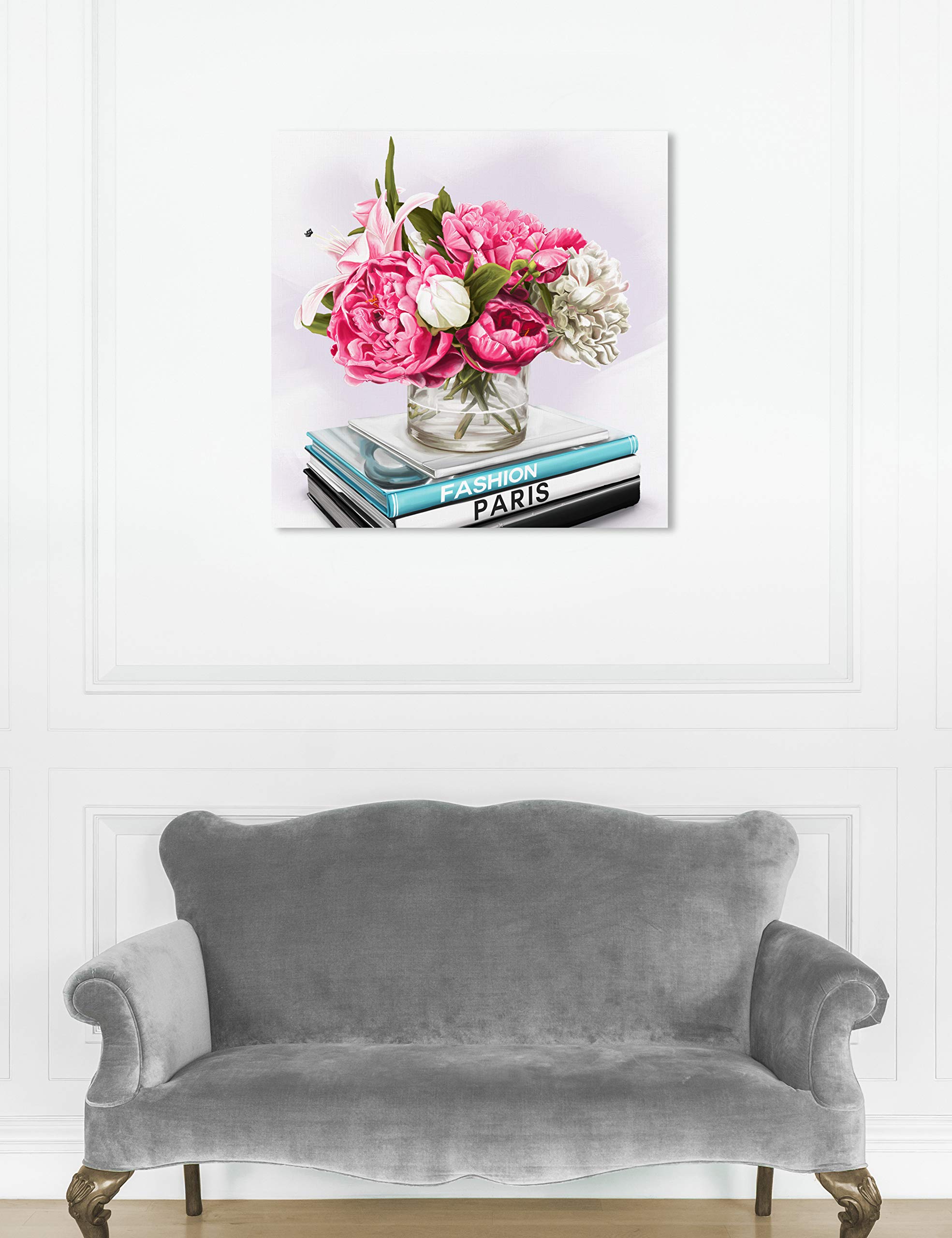 Floral Peonies Books Canvas Wall Art Print by Oliver Gal - Elegant Home Decor for Living Room, Bedroom & Office