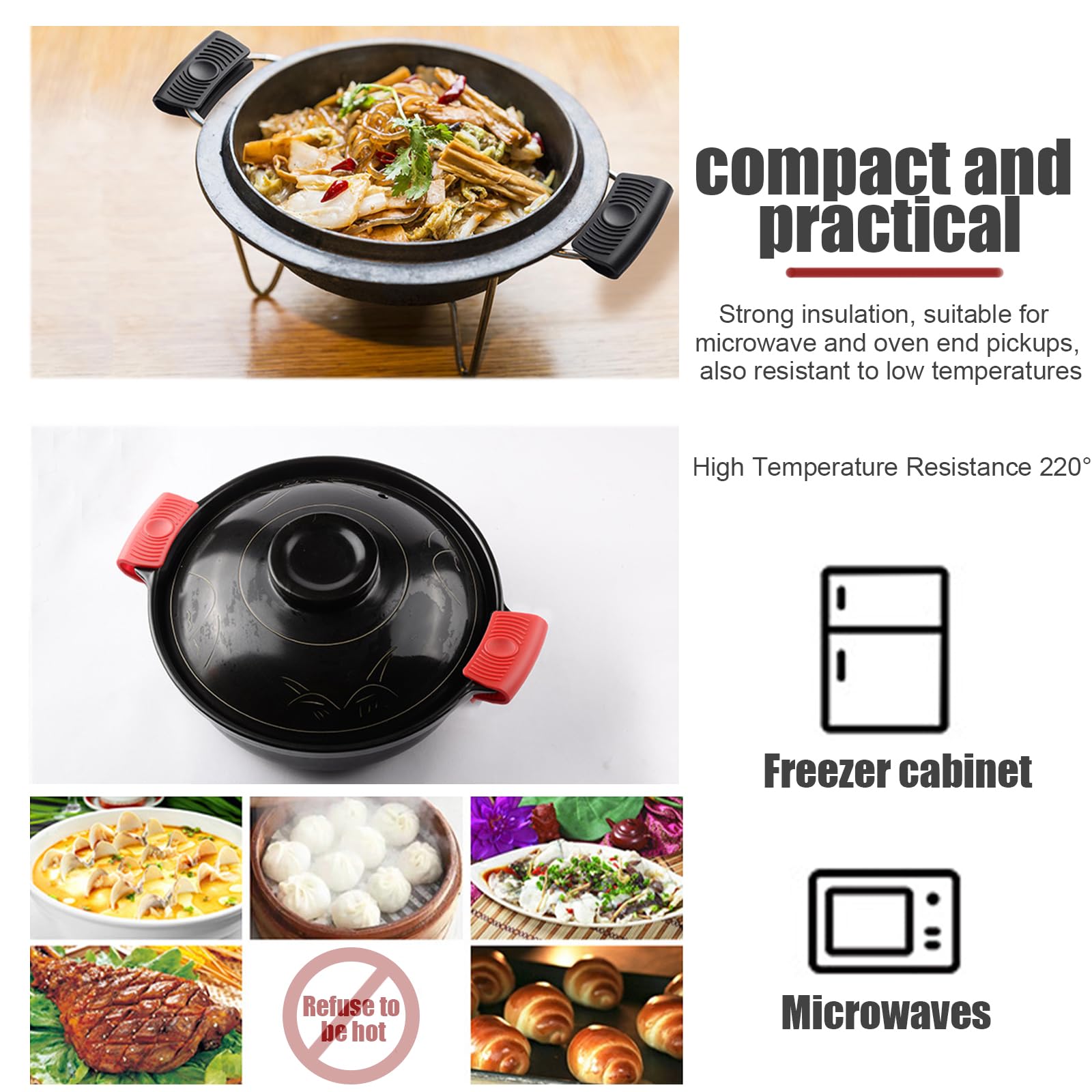 2Pcs Heat Resistant Silicone Handle Grips - Non-Slip Cast Iron Pan Handle Covers for Skillets & Cookware - Black Kitchen Pot Holders for Safe Cooking & Baking (Perfect for Grilling, Stovetop & Oven Use)