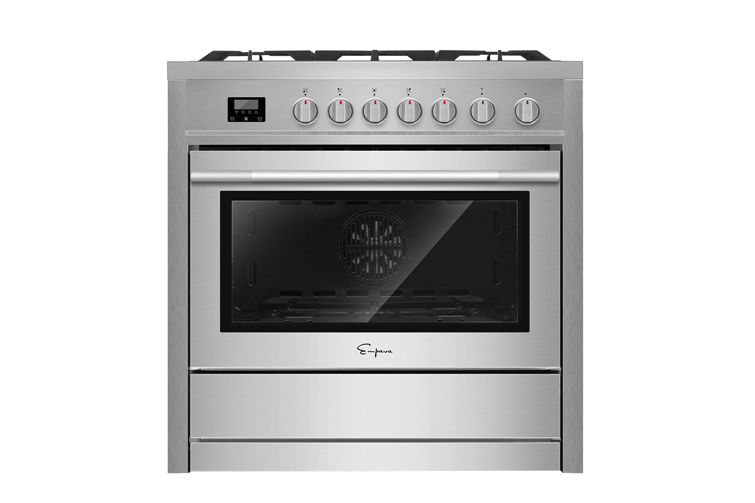 Empava 36-Inch Professional Slide-In Gas Range with Convection Oven - Stainless Steel, 5 Burner Cooktop, Self-Cleaning - Perfect for Modern Kitchens & Home Chefs