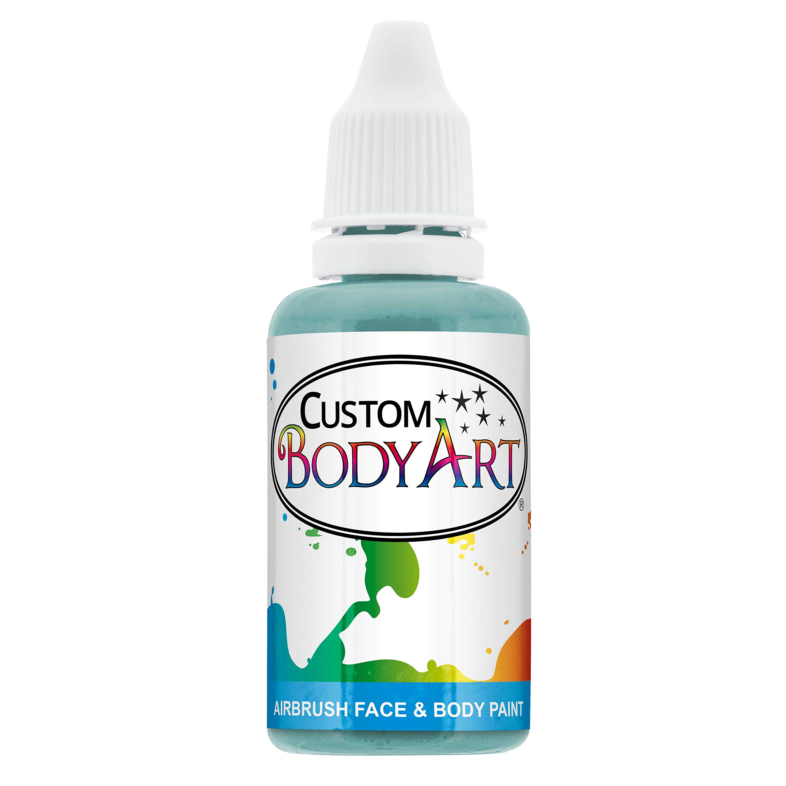 Premium 1-oz Aqua Blue Water-Based Airbrush Body Paint - Custom Face & Body Art for Halloween, Cosplay & Special Events - Non-Toxic, Easy Wash Off