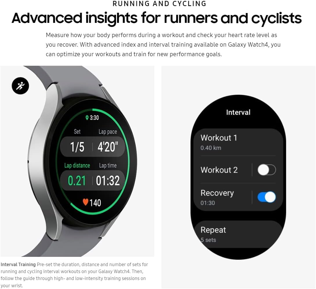 SAMSUNG Galaxy Watch 4 46mm Smartwatch with Bonus White Band - ECG Monitor, Fitness & Sleep Tracker, GPS, Fall Detection, Bluetooth - US Version (Black) | Perfect for Running, Workouts & Daily Health Monitoring