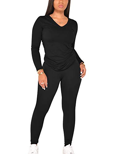 Long Sleeve Pant Set-black