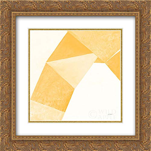 Schick Mike 15x15 Gold Ornate Framed Double Matted Museum Art Print - Paper Work I Yellow Wall Decor for Living Room, Office & Gallery Display
