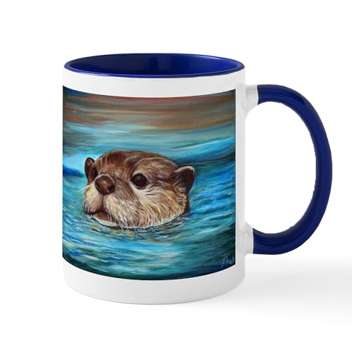 White/Navy Inside - River Otter Mugs