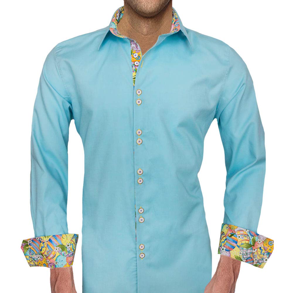 Easter Dress Shirts for Men - Stylish Button Down Shirts with Easter Egg Cuff Designs | Perfect for Easter Sunday Church, Family Gatherings & Spring Celebrations