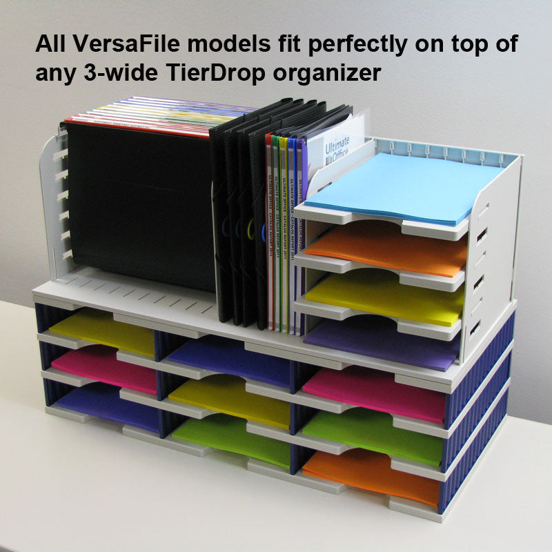VersaFile 5 Divider 3 Shelf File Organizer with 5 PolyMagniFiles - Desktop Document Organizer for Office, Home & School Paperwork Storage