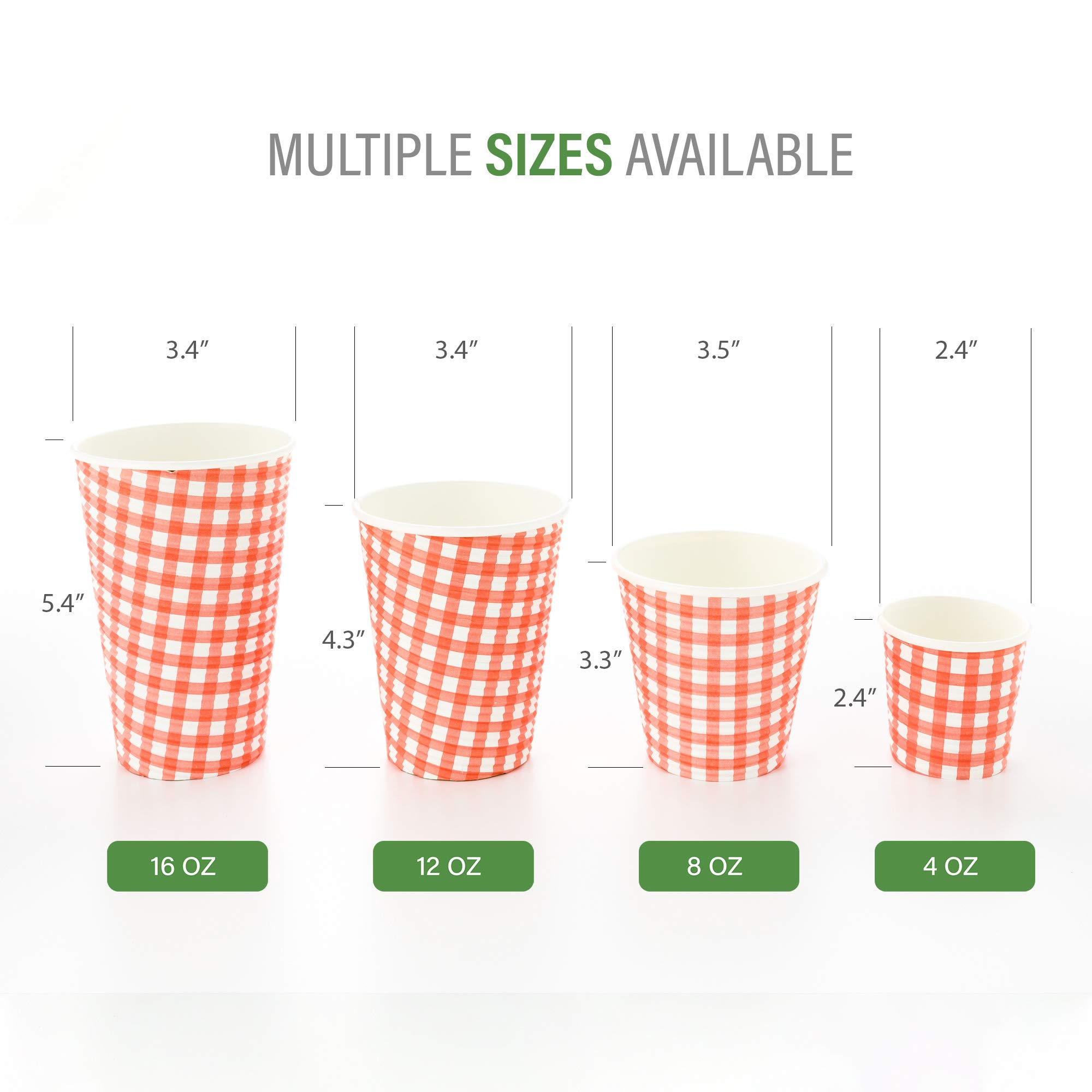 Restaurantware 12oz Disposable Coffee Cups - 500 Pack Spiral Wall Hot Paper Cups for Coffee, Tea & Hot Beverages | Insulated Picnic Design with Rolled Rim (Lids Sold Separately) | Perfect for Cafes, Offices, Parties & Outdoor Events