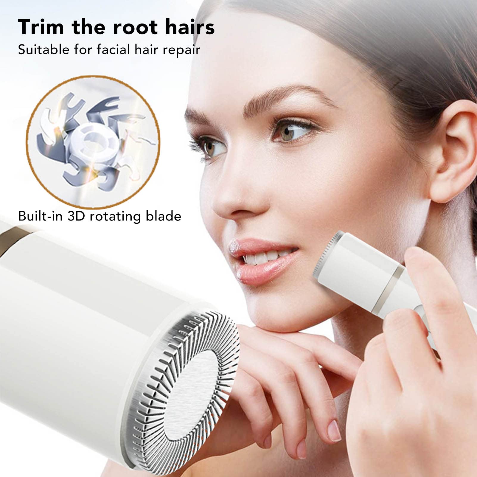 5-in-1 Rechargeable Women's Electric Hair Trimmer - Low Noise Pubic, Body, Face, Nose & Eyebrow Hair Clipper for Smooth Skin at Home or Travel