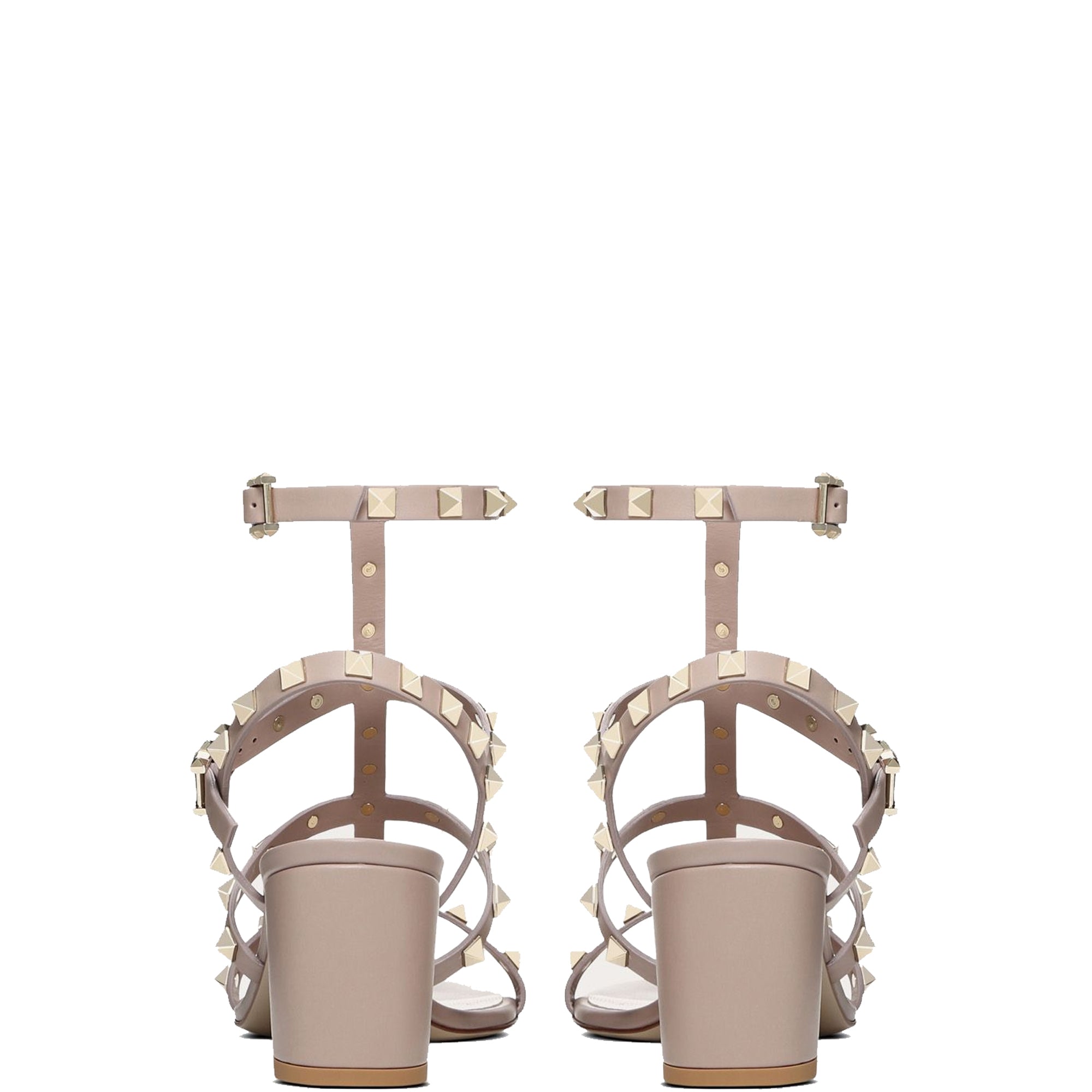 Valentino Rockstud Gladiator Block Heel Sandals 60mm - Women's Nappa Leather Poudre Pink | Perfect for Weddings, Parties & Summer Outfits