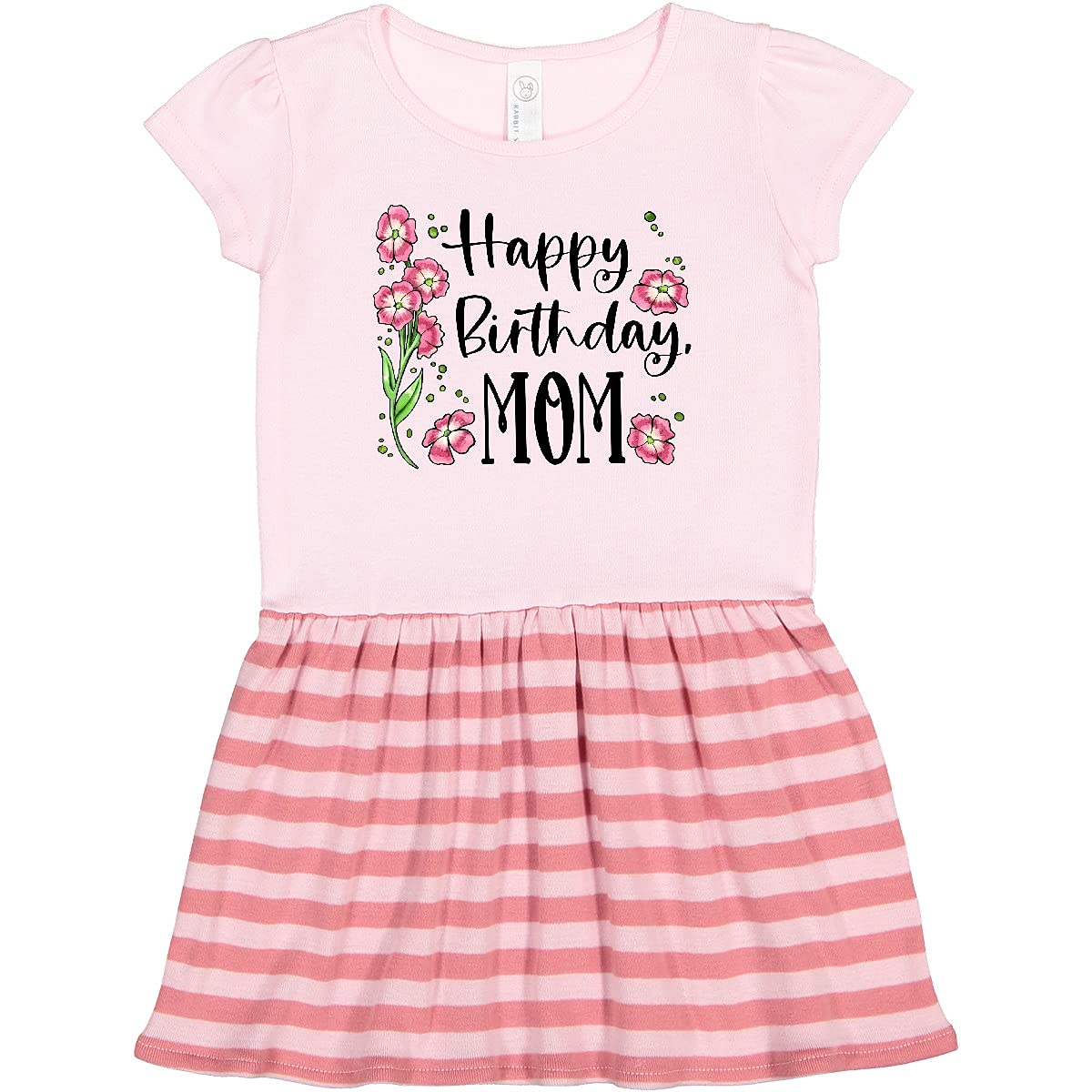 Inktastic Happy Birthday Mom Pink Floral Toddler Dress - Cute Outfit for Girls Birthday Party & Special Occasions