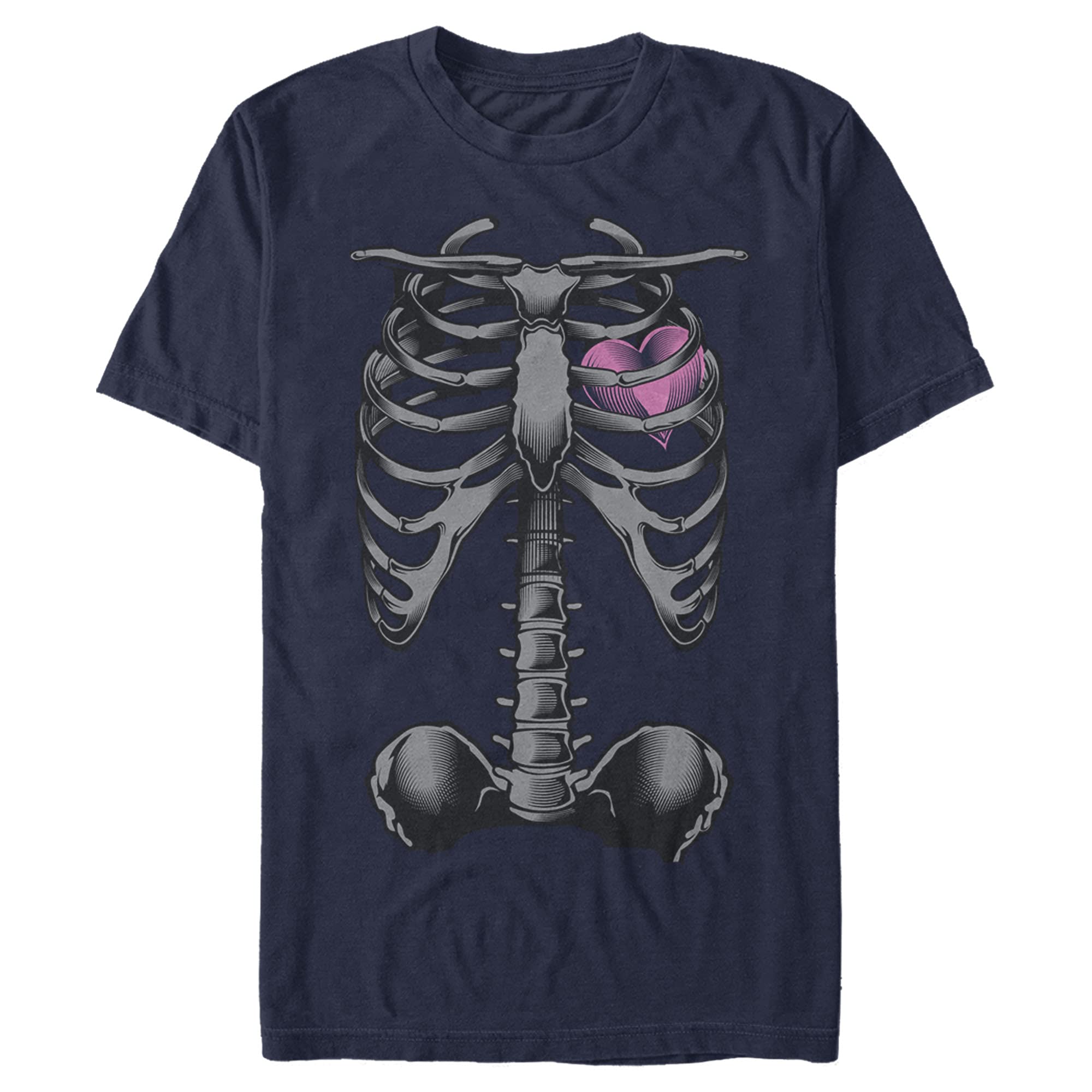 Men's Lost Gods Halloween Skeleton Rib Cage Heart Graphic T-Shirt - Gothic Horror Tee for Costume Parties & Alternative Fashion