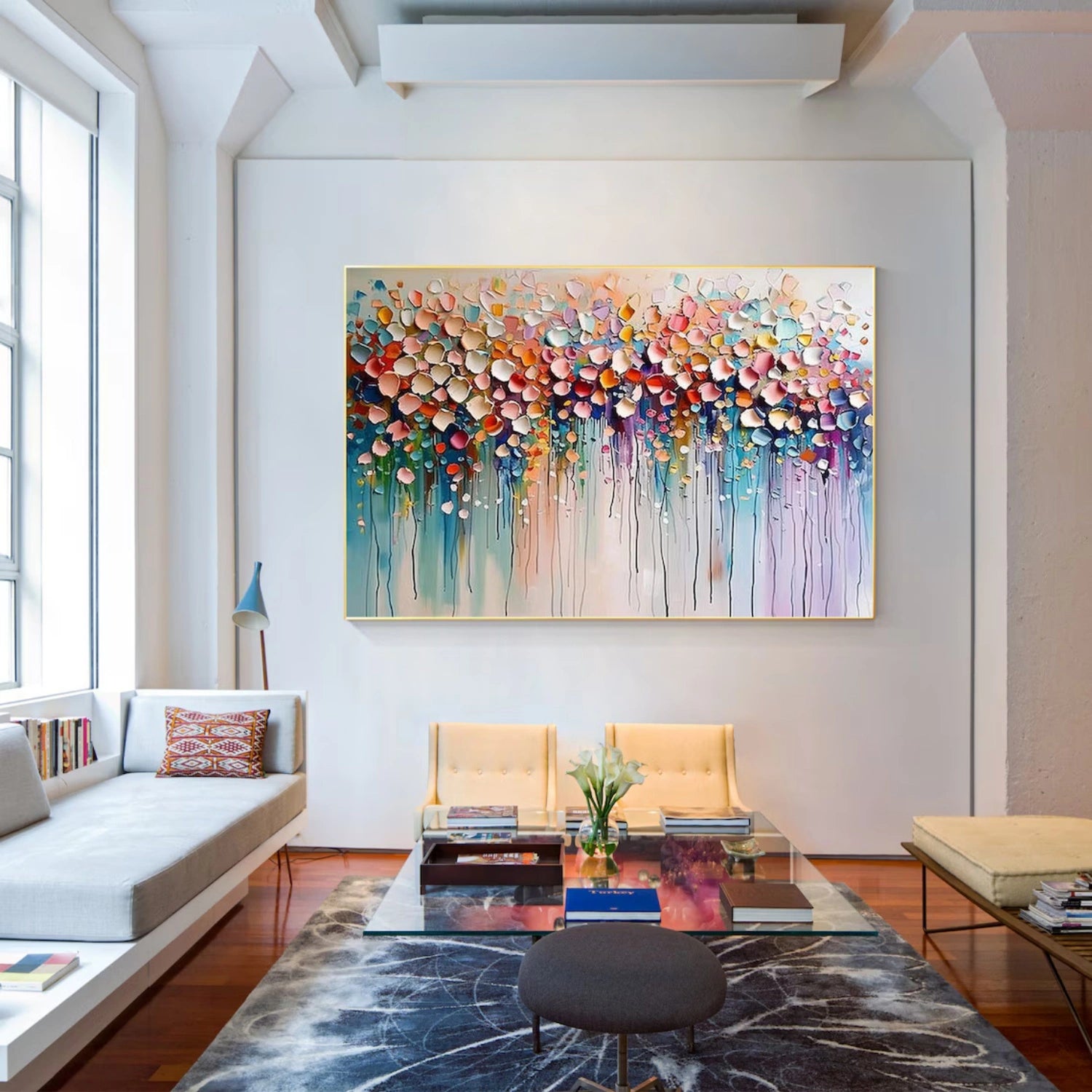 Flower and Tree Painting #FT159 - Handmade Canvas Wall Art for Home & Office Decor - Perfect for Living Room, Bedroom, and Office Spaces