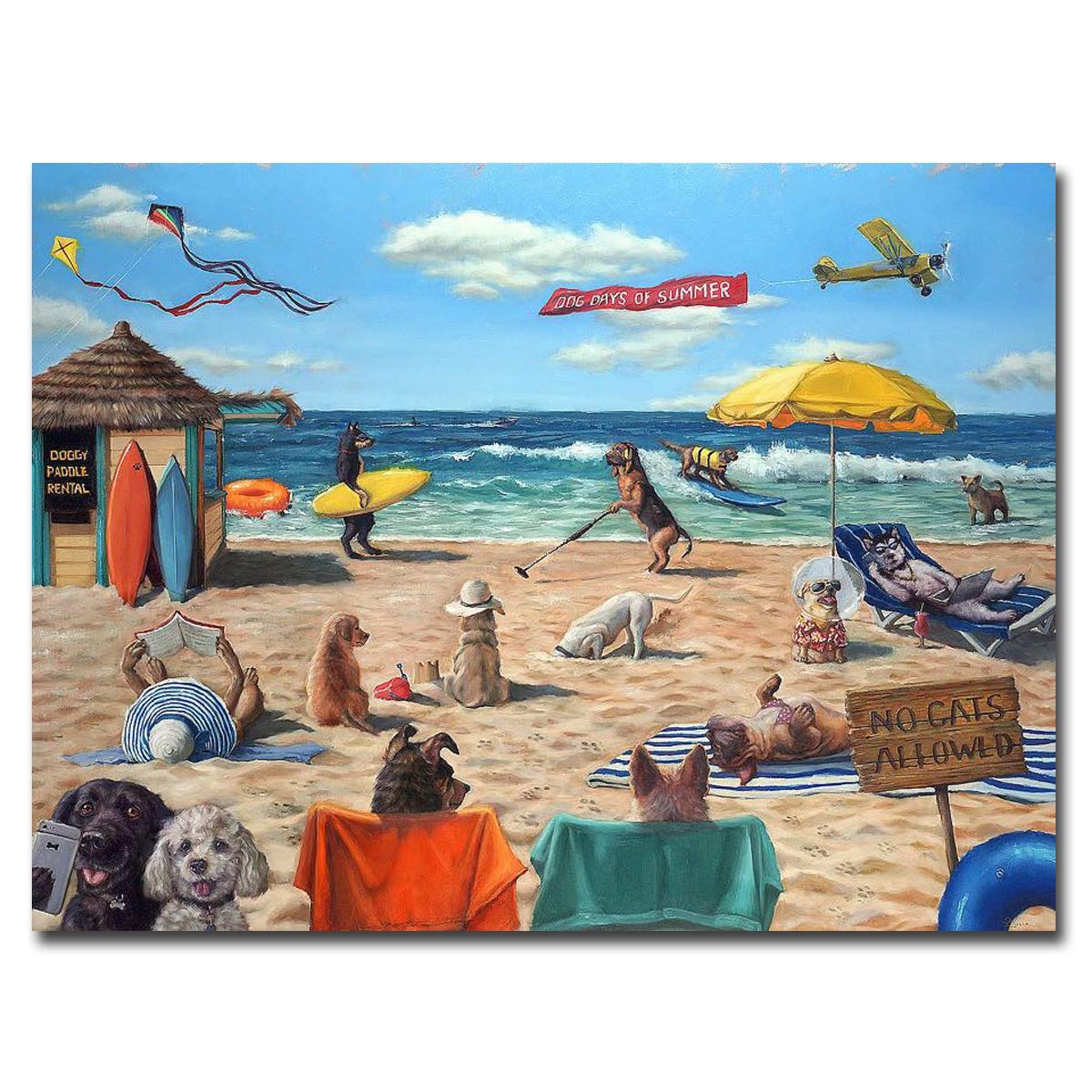 Dog Beach by Lucia Heffernan - Premium Gallery-Wrapped Canvas Giclee Art Print (24x32 Inches) - Ready to Hang Wall Decor for Living Room, Bedroom & Office