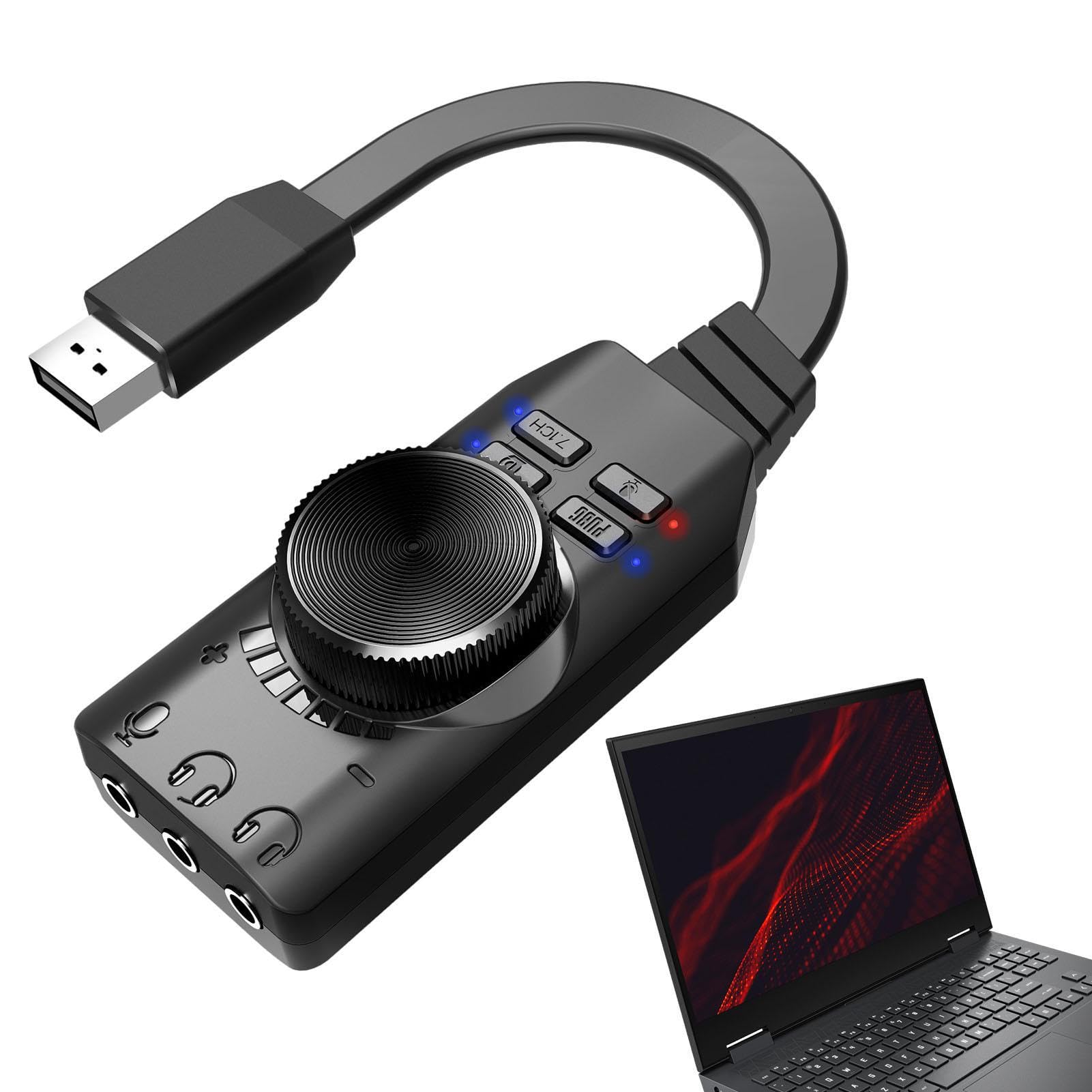 Uozonit USB Audio Adapter - Virtual 7.1 Surround Sound USB to Optical Converter with Volume Control | Portable USB Sound Card for Gaming, Streaming & Music | Perfect for League of Legends, Headsets & PC Audio Setup