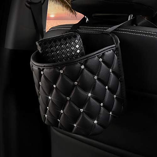 Bling Crystal Car Seat Organizer - Premium Front & Back Seat Storage Caddy with Glitter Accents (1-Pack, Black) | Perfect for Road Trips, Family Travel & Daily Commute Organization