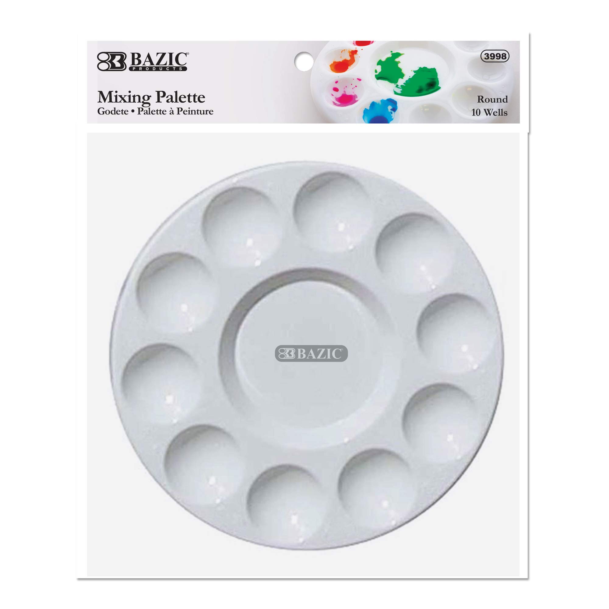 BAZIC 10 Round Paint Palette for Kids & Adults - 24-Pack for Acrylic Painting & DIY Crafts