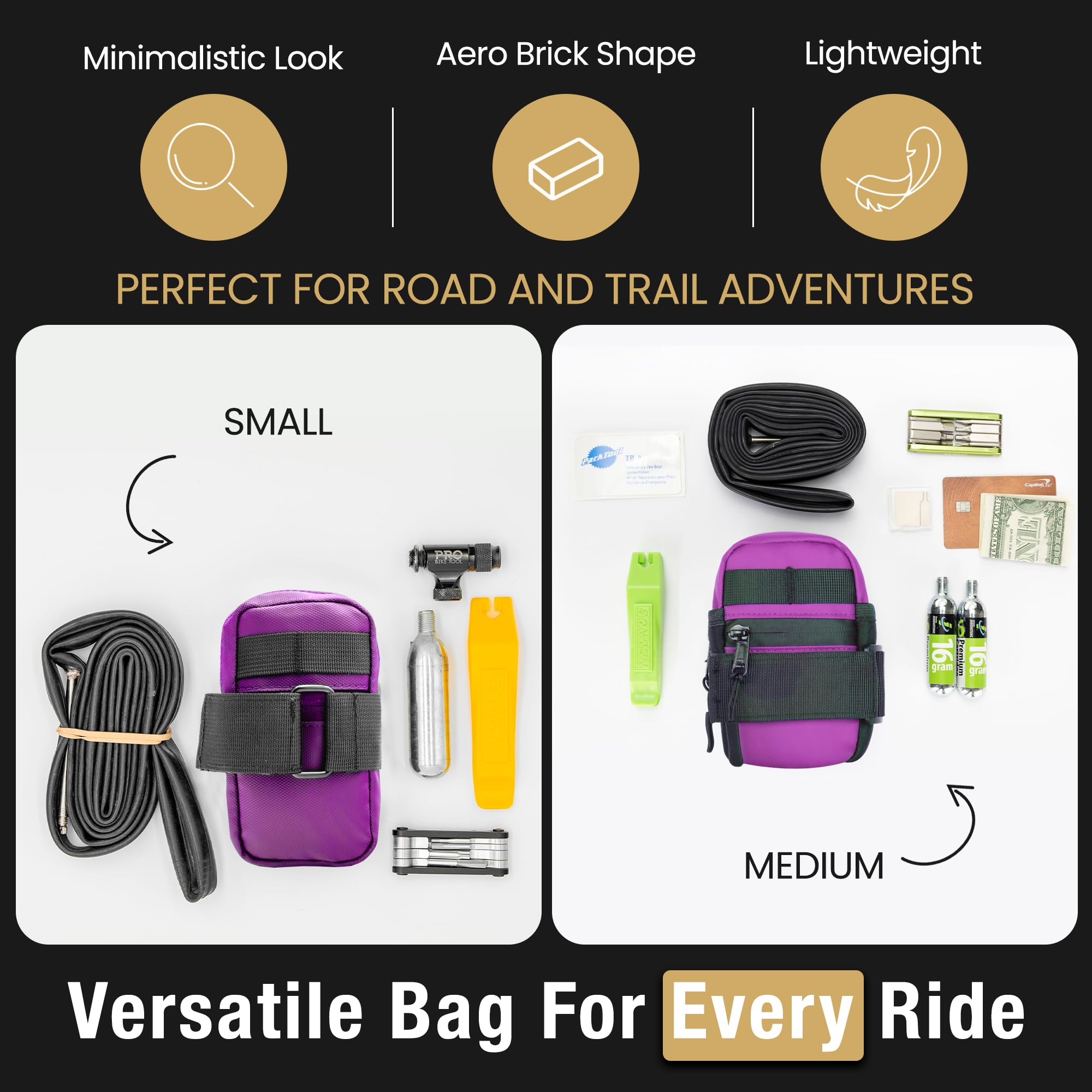 Lumiere & Co. Waterproof Bike Saddle Bag - Lightweight Bicycle Seat Bag for Road & Mountain Bikes - Compact Under Seat Storage for Tools, Phone & Essentials - Perfect for Commuting, Cycling & Outdoor Adventures