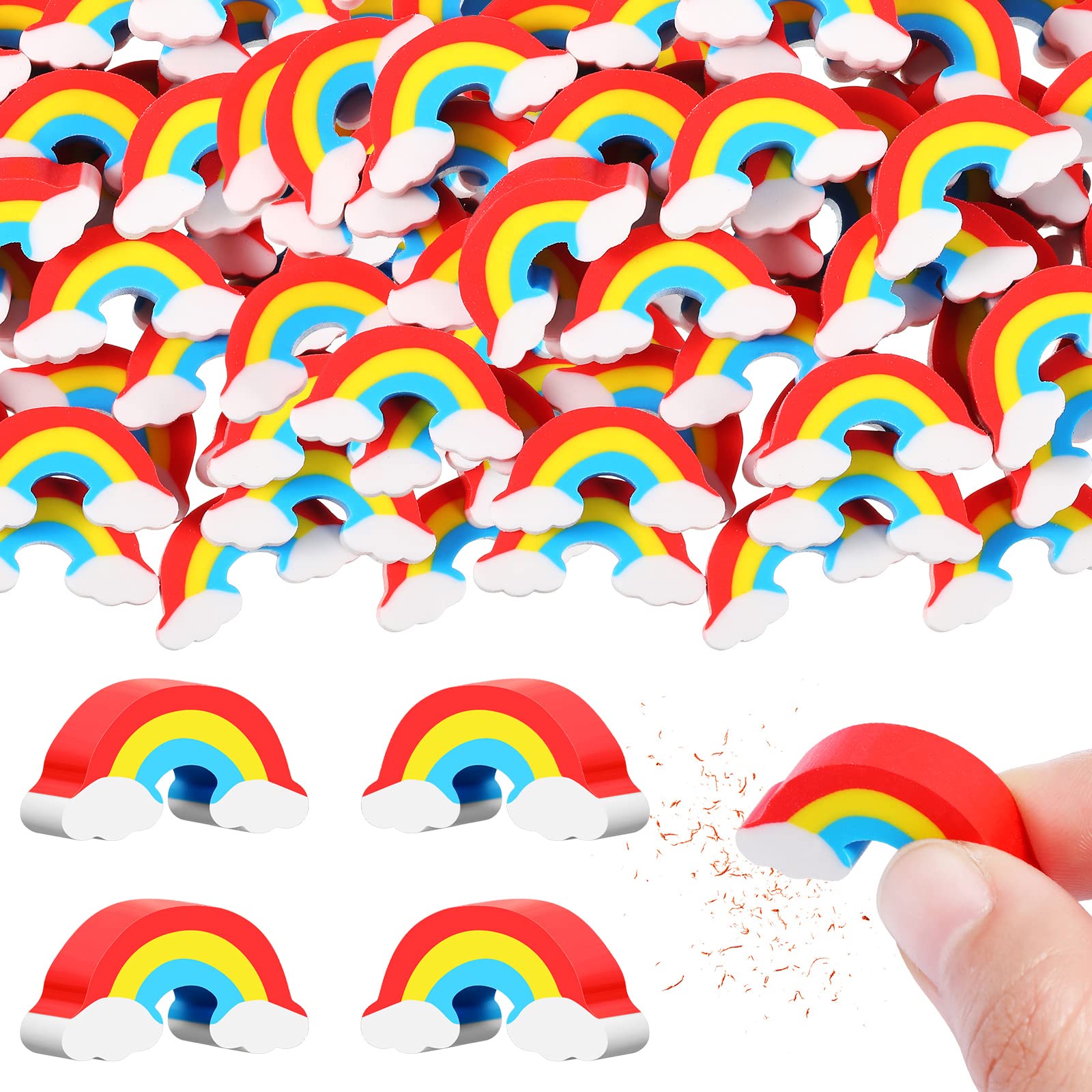 Spakon 60 Pack Rainbow Pencil Erasers - Bulk Cute Novelty Erasers for Kids, Classroom, Office, School Supplies (St. Patrick's Day, Easter, Party Favors & Prize Box Fillers)