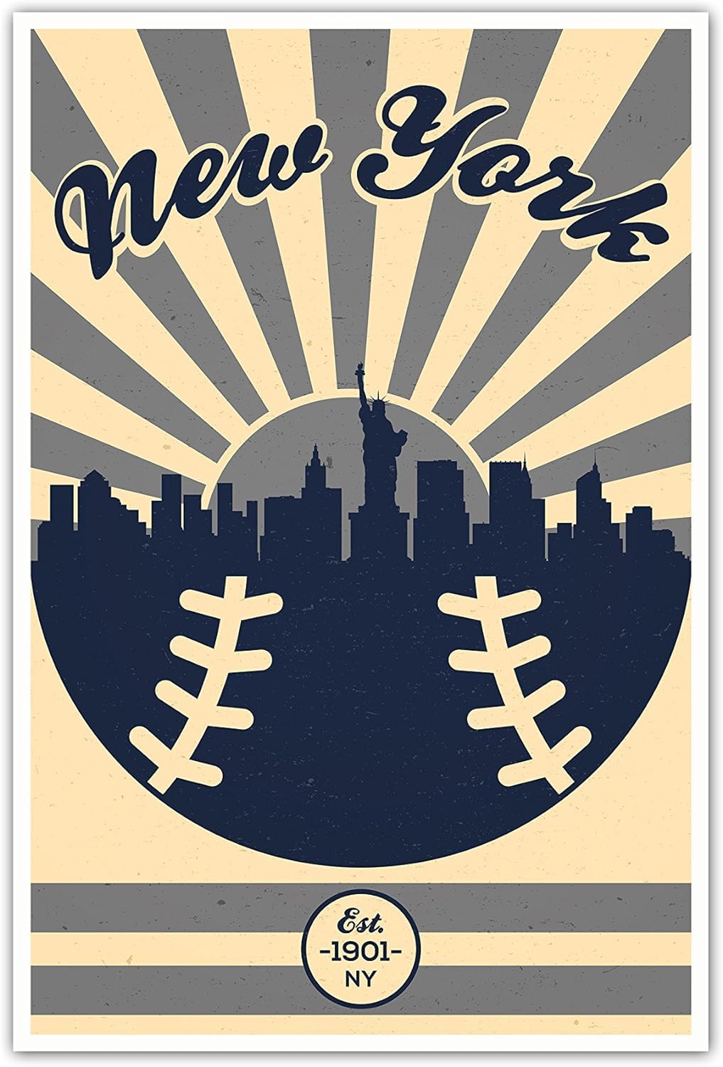Vintage Yankees Baseball Poster - 12x18 Unframed Canvas Wall Art Print | Premium Sports Decor for Bedroom, Man Cave & Home | Perfect Gift for Baseball Fans & Collectors