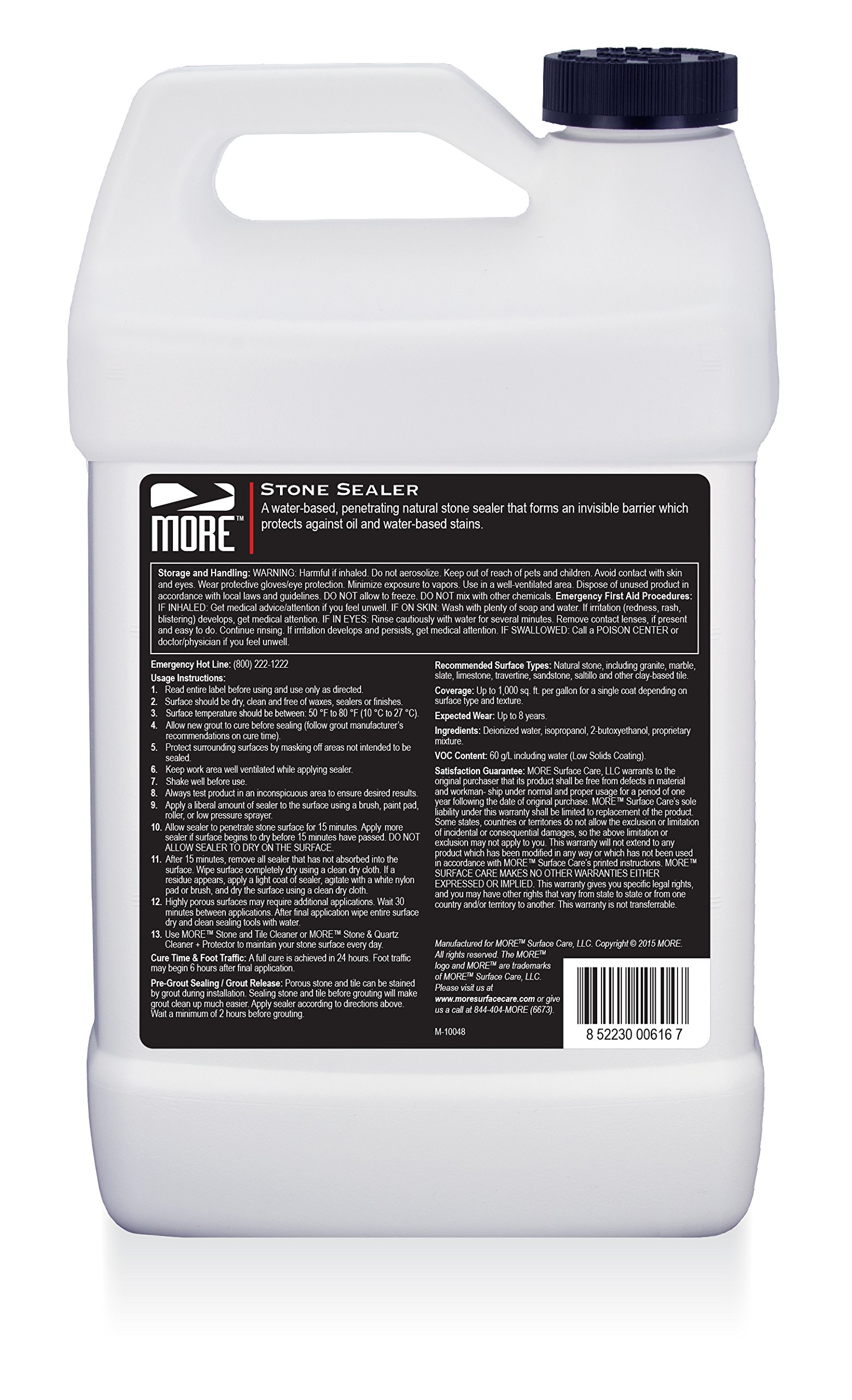 Premium Stone Sealer & Stain Protector for Natural Stone, Tile & Granite - Water-Based Formula (128 oz/Gallon) - Ideal for Countertops, Floors & Outdoor Pavers