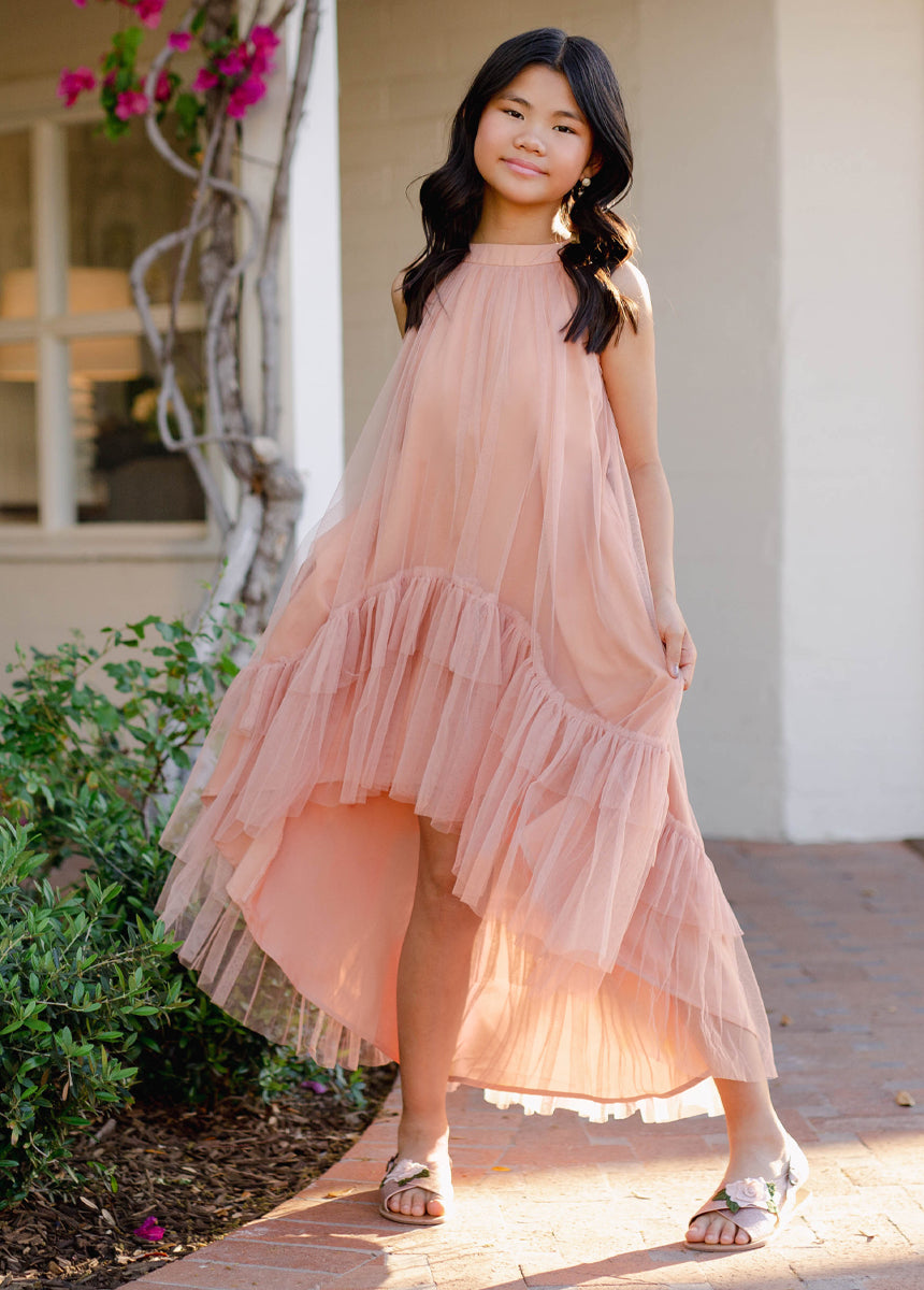 Fay Dress in Desert Shell - Elegant Flowy Midi Dress for Women | Perfect for Summer, Beach, and Casual Outings