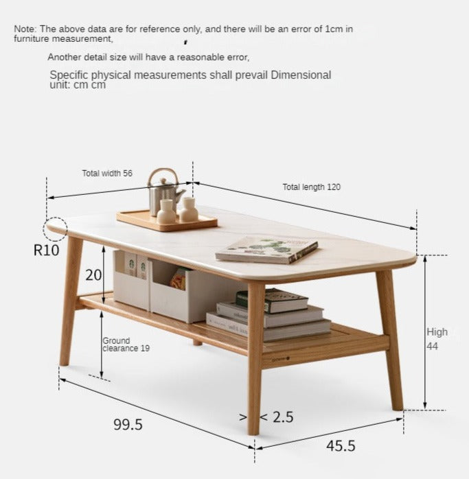 Solid Oak Wood Slate Coffee Table - Rustic Modern Living Room Furniture for Home Decor & Relaxation