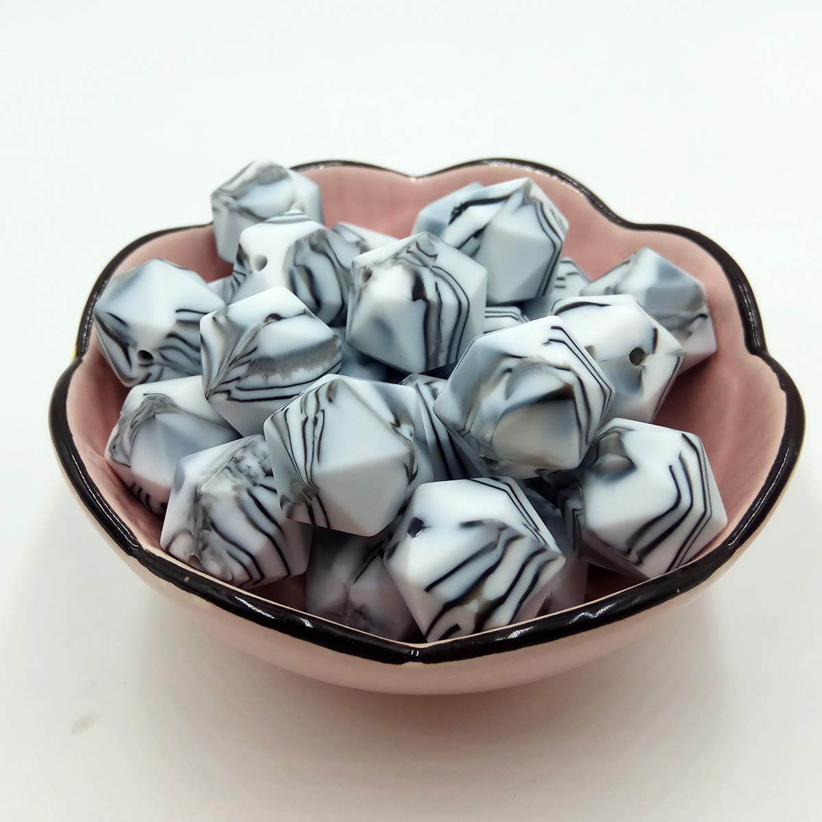 30pcs 17mm Silicone Polygon Beads for DIY Jewelry & Keychains - Craft & Gift Making