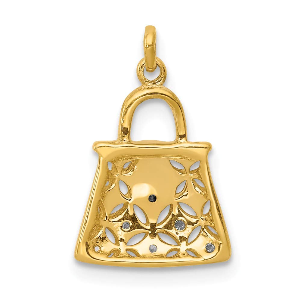 14K Yellow Gold Diamond Purse Charm Pendant - Elegant Jewelry Gift for Women, Perfect for Handbags, Wallets & Accessories | Valentine's Day, Birthday, Anniversary Present