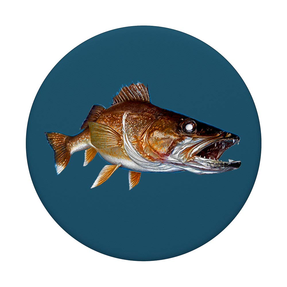 Wildlife Fish Art Walleye Fishing Apparel - Fisherman PopSockets Swappable PopGrip for Phone & Tablet - Perfect for Anglers & Outdoor Enthusiasts
