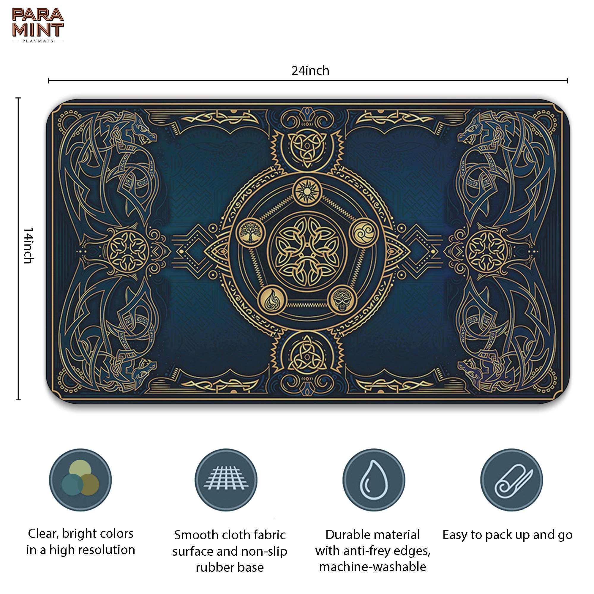 Royal Dragon Blast Stitched MTG Playmat - Premium Magic The Gathering Game Mat for MTG, YuGiOh & TCG - Original Fantasy Art Design - Perfect for Card Game Tournaments & Home Gaming Sessions